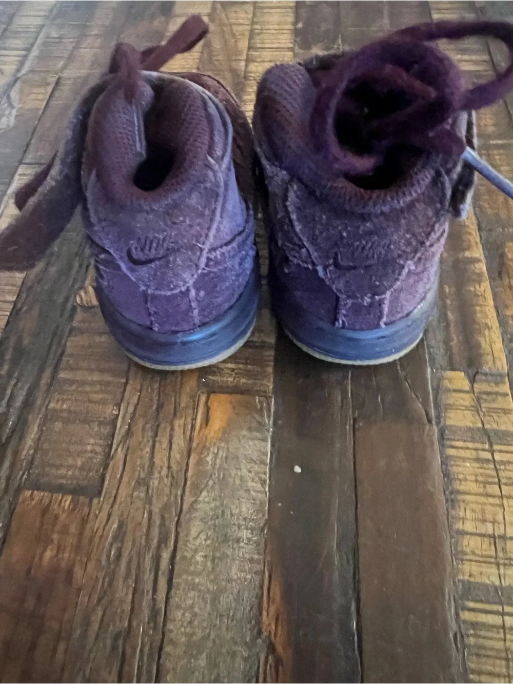 Nike Kids Suede Burgundy High-Top Sneakers with Strap